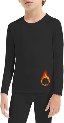 Boys Thermal Compression Shirts –Youth Fleece Lined Long Sleeve Shirt Soft Warm Underwear Cold Weather Undershirt in Saudi Arabia