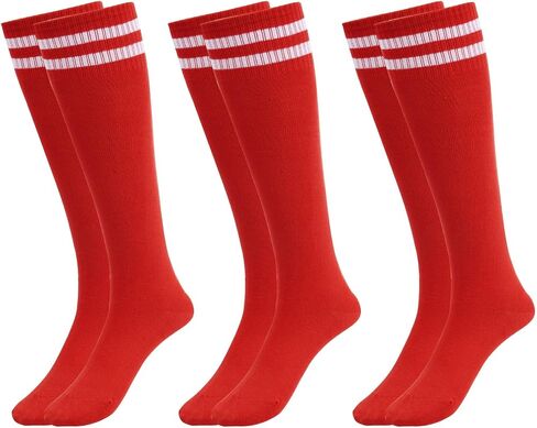 3 Pairs Kids Soccer Socks, Striped Knee High Socks for Boys Girls Baseball Athletic Socks in Saudi Arabia