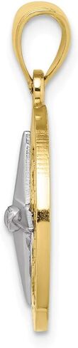 Solid 10k Yellow Gold Two Toned Nautical Compass White Needle Charm Pendant in Saudi Arabia