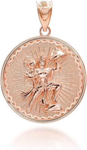 14K Yellow, White, or Rose Gold Lord Hanuman Hindu Hinduism God Religious Medal Pendant - Choice of Metal in Kuwait