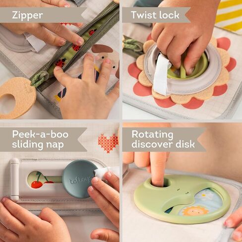 Busy Board for Toddlers, Montessori Toy for 18 months & up with 10 Educational Toddler Activities to Develop Fine Motor & problem solving Skills Learning Sensory Board travel toy non-toxic. in Kuwait