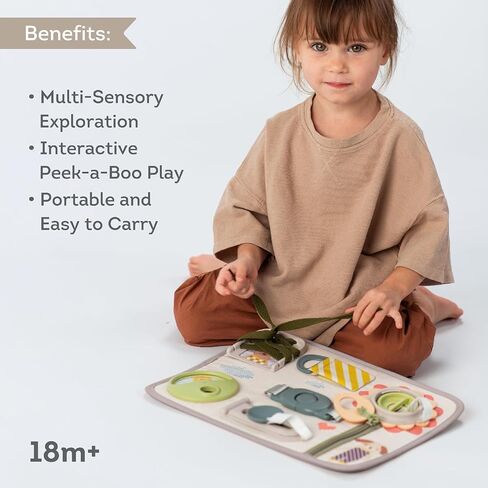 Busy Board for Toddlers, Montessori Toy for 18 months & up with 10 Educational Toddler Activities to Develop Fine Motor & problem solving Skills Learning Sensory Board travel toy non-toxic. in Kuwait
