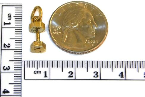Dumbbell Charm Pendant 14k Yellow Gold!! in Kuwait