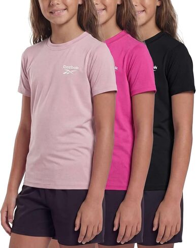 مجموعة من 3 قطع من ريبوك: قميص سباحة Rashguard بأكمام قصيرة للفتيات للحماية من أشعة الشمس فوق البنفسجية بعامل وقاية من أشعة الشمس فوق البنفسجية، حمام سباحة رياضي للأطفال في سن المراهقة توين 6-16 in Kuwait