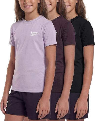 مجموعة من 3 قطع من ريبوك: قميص سباحة Rashguard بأكمام قصيرة للفتيات للحماية من أشعة الشمس فوق البنفسجية بعامل وقاية من أشعة الشمس فوق البنفسجية، حمام سباحة رياضي للأطفال في سن المراهقة توين 6-16 in Kuwait