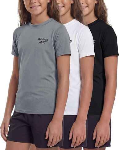 مجموعة من 3 قطع من ريبوك: قميص سباحة Rashguard بأكمام قصيرة للفتيات للحماية من أشعة الشمس فوق البنفسجية بعامل وقاية من أشعة الشمس فوق البنفسجية، حمام سباحة رياضي للأطفال في سن المراهقة توين 6-16 in Kuwait