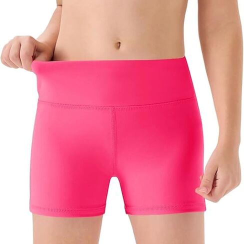 Girls Athletic Shorts Kids High Waisted Volleyball Yoga Dance Biker Shorts Teen Comfy Gymnastics Activewear 5-14Y Hot Pink in Kuwait