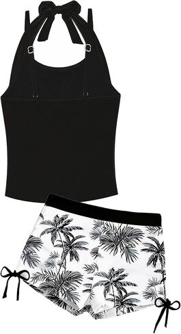 4Pcs Girls Tankini Bathing Suit Floral High Waist Sporty Swimsuit in Kuwait