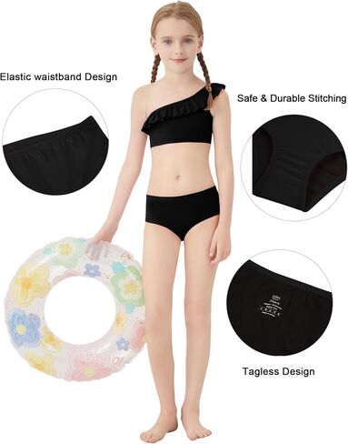 QBK Girls Swim Bikini Bottoms with Fully Lined， UPF50+ Rash Guard Swimsuit Sun Protection Quick Dry (2t-16Years) in Kuwait