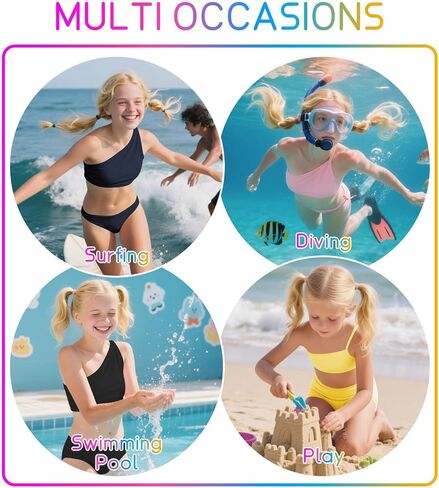 QBK Girls Swim Bikini Bottoms with Fully Lined， UPF50+ Rash Guard Swimsuit Sun Protection Quick Dry (2t-16Years) in Kuwait
