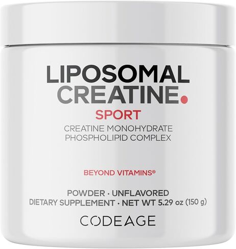 Codeage Liposomal Creatine Powder Supplement - 3-Month Supply - 5000mg Creatine Monohydrate Pre Workout & Post Workouts - Unflavored Creatine, Pure Creatine Powder, Creatinine for Sports - 90 Servings in Saudi Arabia