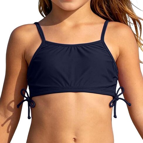 Girls Bikini Tops with Adjustable Ties Sun Protection Bathing Suit Top Kids Solid Swimsuit Tops for Beach Pool in Saudi Arabia