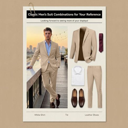 Mens 2 Piece Slim Fit Suit Two Button Formal Solid Suit Jacket Pants Set Wedding Work Prom Tuxedo Men in Kuwait