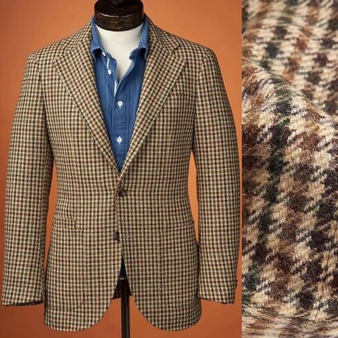 Men's Houndstooth Sports Blazer Tweed Norfolk Jacket Slim Casual Single Breasted Jackets Vintage British Groom Coat in Saudi Arabia