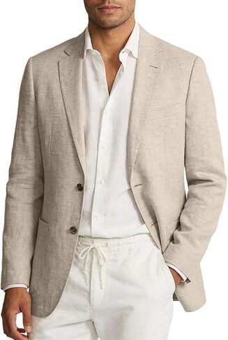 Linen Blazer Men Jacket Casual Blazer for Mens 2 Button Lightweight Sport Coat for Summer Beach Wedding Groom Prom in Saudi Arabia