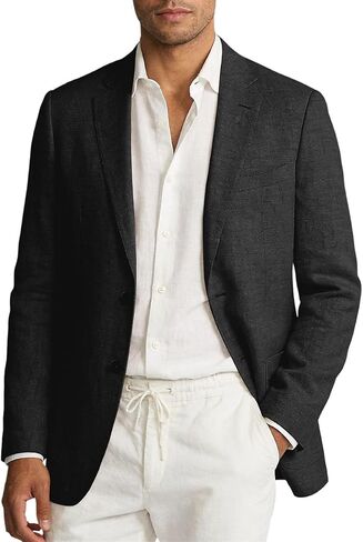 Linen Blazer Men Jacket Casual Blazer for Mens 2 Button Lightweight Sport Coat for Summer Beach Wedding Groom Prom in Saudi Arabia
