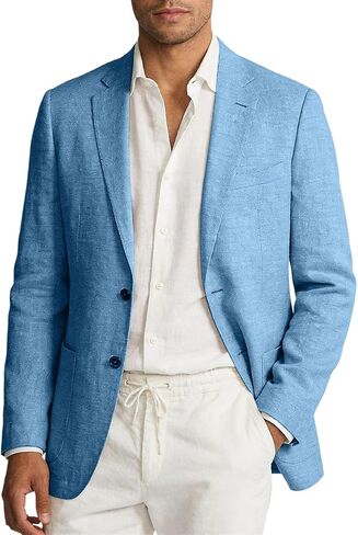 Linen Blazer Men Jacket Casual Blazer for Mens 2 Button Lightweight Sport Coat for Summer Beach Wedding Groom Prom in Saudi Arabia