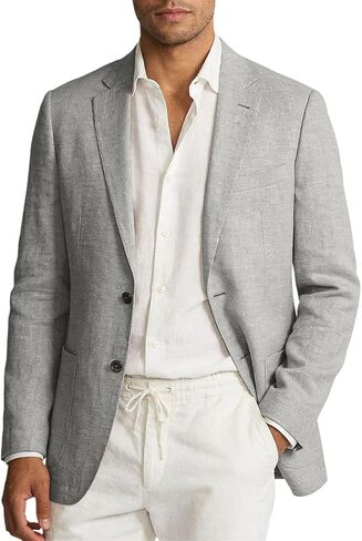 Linen Blazer Men Jacket Casual Blazer for Mens 2 Button Lightweight Sport Coat for Summer Beach Wedding Groom Prom in Saudi Arabia