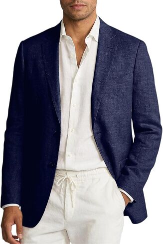 Linen Blazer Men Jacket Casual Blazer for Mens 2 Button Lightweight Sport Coat for Summer Beach Wedding Groom Prom in Saudi Arabia