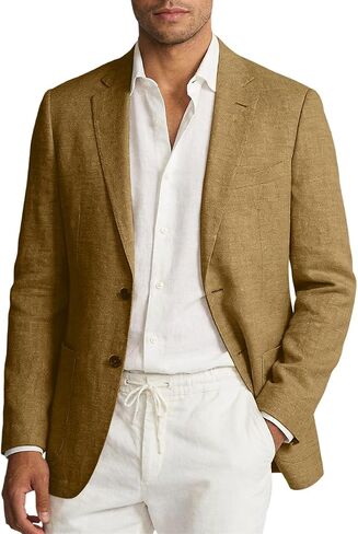 Linen Blazer Men Jacket Casual Blazer for Mens 2 Button Lightweight Sport Coat for Summer Beach Wedding Groom Prom in Saudi Arabia