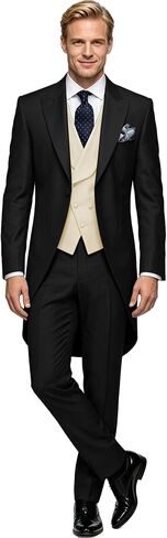 Wemaliyzd Men's 3-Piece Tailcoat Tuxedo Suit for Wedding & Formal Wear in Saudi Arabia