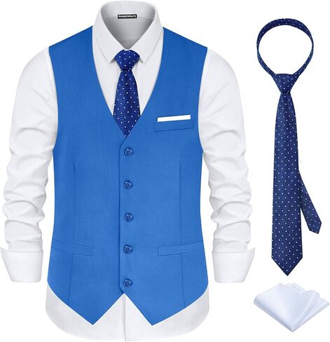 Men’s Suit Vest 3-Piece Slim Fit| Satin Back Formal Waistcoat For Business& Casual in Kuwait