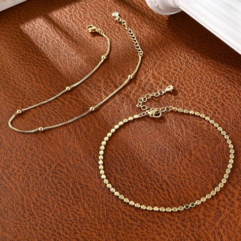 Gold Ankle Bracelets for Women, 14K Waterproof Gold Plated Anklets Set, Layered Gold Ankle Bracelets for Women Jewelry Gift in Kuwait