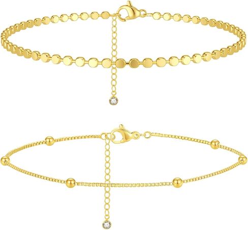Gold Ankle Bracelets for Women, 14K Waterproof Gold Plated Anklets Set, Layered Gold Ankle Bracelets for Women Jewelry Gift in Kuwait