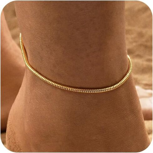 Gold Ankle Bracelets for Women, 14K Waterproof Gold Plated Anklets Set, Layered Gold Ankle Bracelets for Women Jewelry Gift in Kuwait