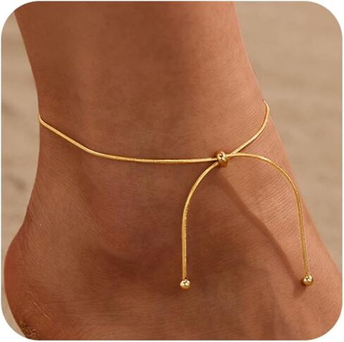 Gold Ankle Bracelets for Women, 14K Waterproof Gold Plated Anklets Set, Layered Gold Ankle Bracelets for Women Jewelry Gift in Kuwait
