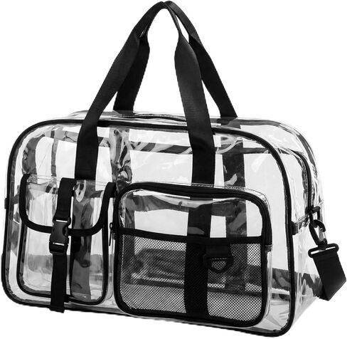 Abbylike Clear Bag Large Heavy Duty Tote for Stadium Events 20" Duffle Transparent Gym Bag for Sport Event Travel Makeup Work in Kuwait