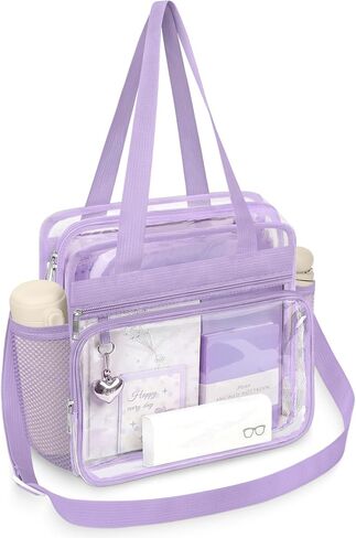 Attmu Clear Bag for Stadium Events 12 x 12 x 6 Clear Tote Lunch Bag Crossbody Shoulder Zipper Handbag for Work Sports Concert in Kuwait