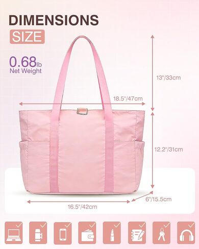 Tote Bag for Women, 26L Capacity Travel Purses Work Bag, Small Zipper Tote Bag for Travel Nurse Gym Teacher in Kuwait