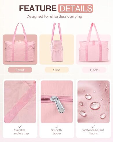 Tote Bag for Women, 26L Capacity Travel Purses Work Bag, Small Zipper Tote Bag for Travel Nurse Gym Teacher in Kuwait