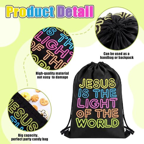 Kacctyen 25 Pack Vbs 2026 Christian Drawstring Backpack Jesus Is The Light 12 x 10 in Bag for Church Events Vacation Sunday in Kuwait