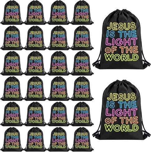 Kacctyen 25 Pack Vbs 2026 Christian Drawstring Backpack Jesus Is The Light 12 x 10 in Bag for Church Events Vacation Sunday in Kuwait