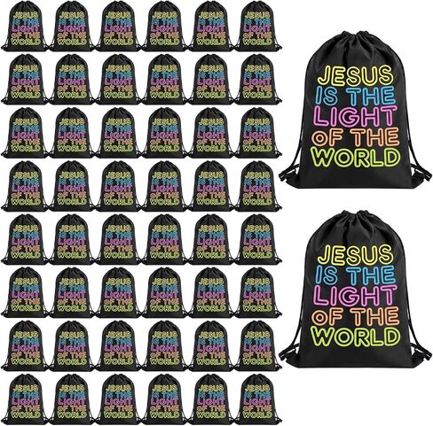 Kacctyen 25 Pack Vbs 2026 Christian Drawstring Backpack Jesus Is The Light 12 x 10 in Bag for Church Events Vacation Sunday in Kuwait