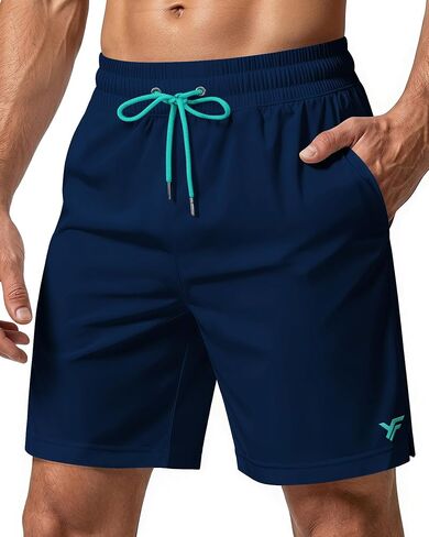 7 Inches Men's Swim Trunks with Mesh Lining and Quick Dry Pockets for Board Beach Gym Running in Kuwait