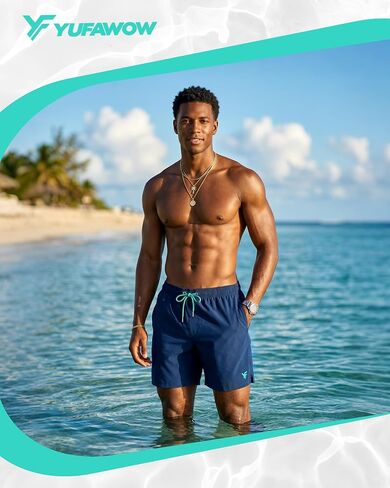 7 Inches Men's Swim Trunks with Mesh Lining and Quick Dry Pockets for Board Beach Gym Running in Kuwait