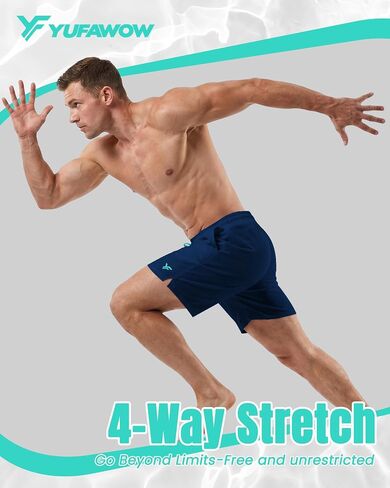 7 Inches Men's Swim Trunks with Mesh Lining and Quick Dry Pockets for Board Beach Gym Running in Kuwait