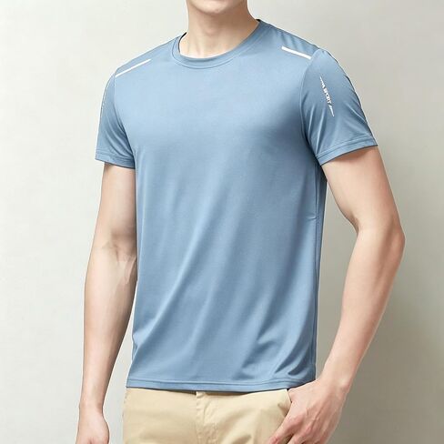 Men's Cooling Workout T-Shirt, Breathable Quick Dry Moisture Wicking Short Sleeve for Gym Running Training Tennis in Kuwait