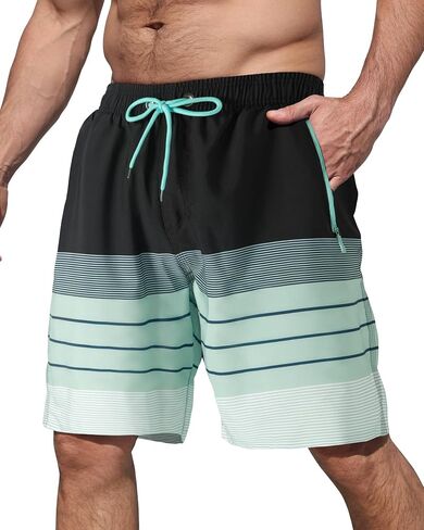 BOJIN Mens Swim Trunks with Zipper Pockets Quick Dry 9 Inch Bathing Suit Board Shorts Beach Swimsuits in Saudi Arabia