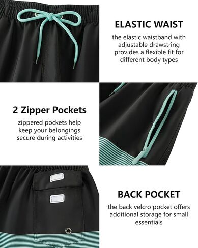 BOJIN Mens Swim Trunks with Zipper Pockets Quick Dry 9 Inch Bathing Suit Board Shorts Beach Swimsuits in Saudi Arabia
