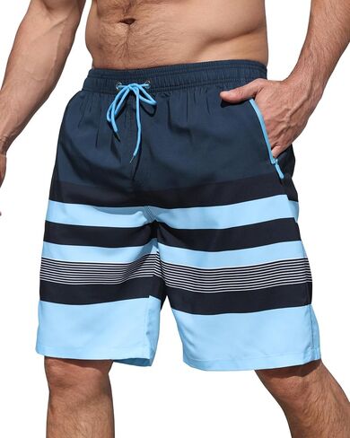 BOJIN Mens Swim Trunks with Zipper Pockets Quick Dry 9 Inch Bathing Suit Board Shorts Beach Swimsuits in Saudi Arabia