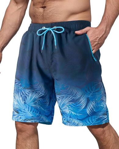 BOJIN Mens Swim Trunks with Zipper Pockets Quick Dry 9 Inch Bathing Suit Board Shorts Beach Swimsuits in Saudi Arabia