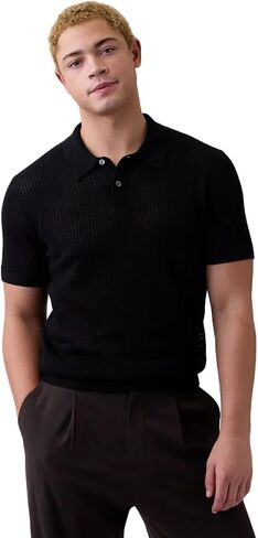 GAP Men's Short Sleeve Crochet Sweater Polo in Kuwait