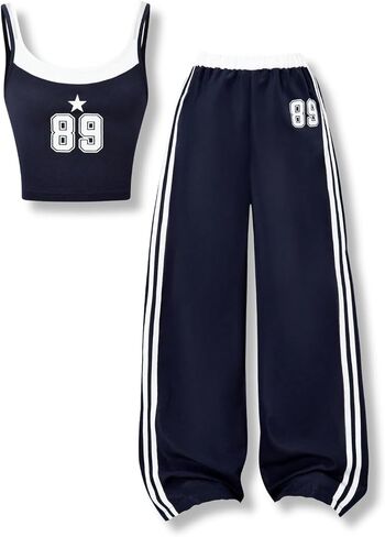 Girls Clothes 2 Piece Camisole Tank Tops & Wide Leg Pants Summer Active Outfits for Teen Girls Size 7-14Y in Kuwait