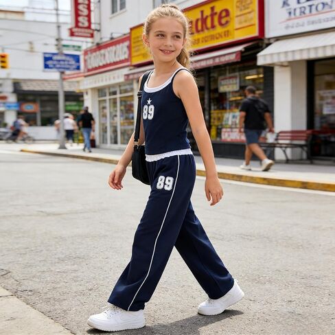 Girls Clothes 2 Piece Camisole Tank Tops & Wide Leg Pants Summer Active Outfits for Teen Girls Size 7-14Y in Saudi Arabia