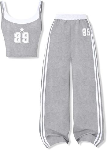 Girls Clothes 2 Piece Camisole Tank Tops & Wide Leg Pants Summer Active Outfits for Teen Girls Size 7-14Y in Saudi Arabia