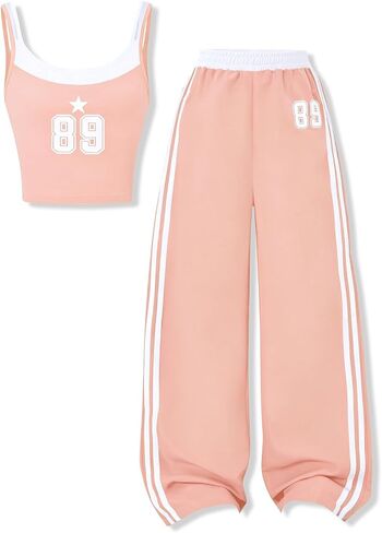Girls Clothes 2 Piece Camisole Tank Tops & Wide Leg Pants Summer Active Outfits for Teen Girls Size 7-14Y in Saudi Arabia
